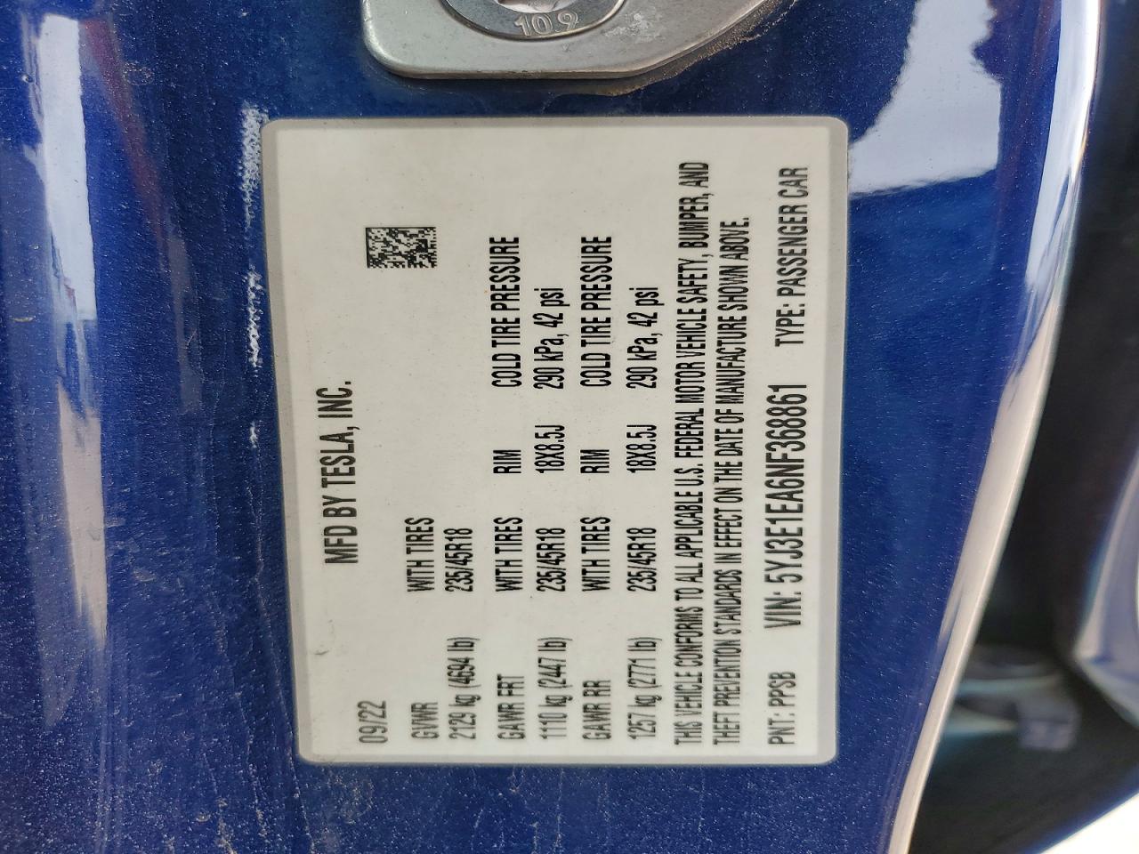 2022 TESLA MODEL 3 photo 12