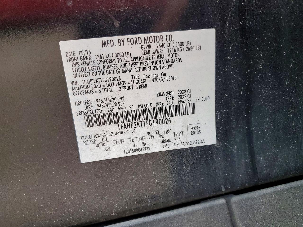 2015 FORD TAURUS SHO photo 23