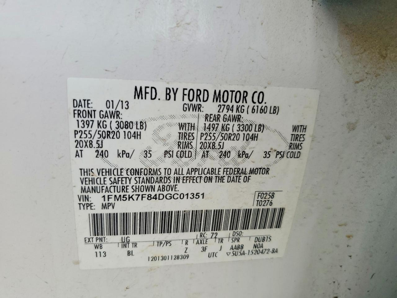 2013 FORD EXPLORER LIMITED photo 40