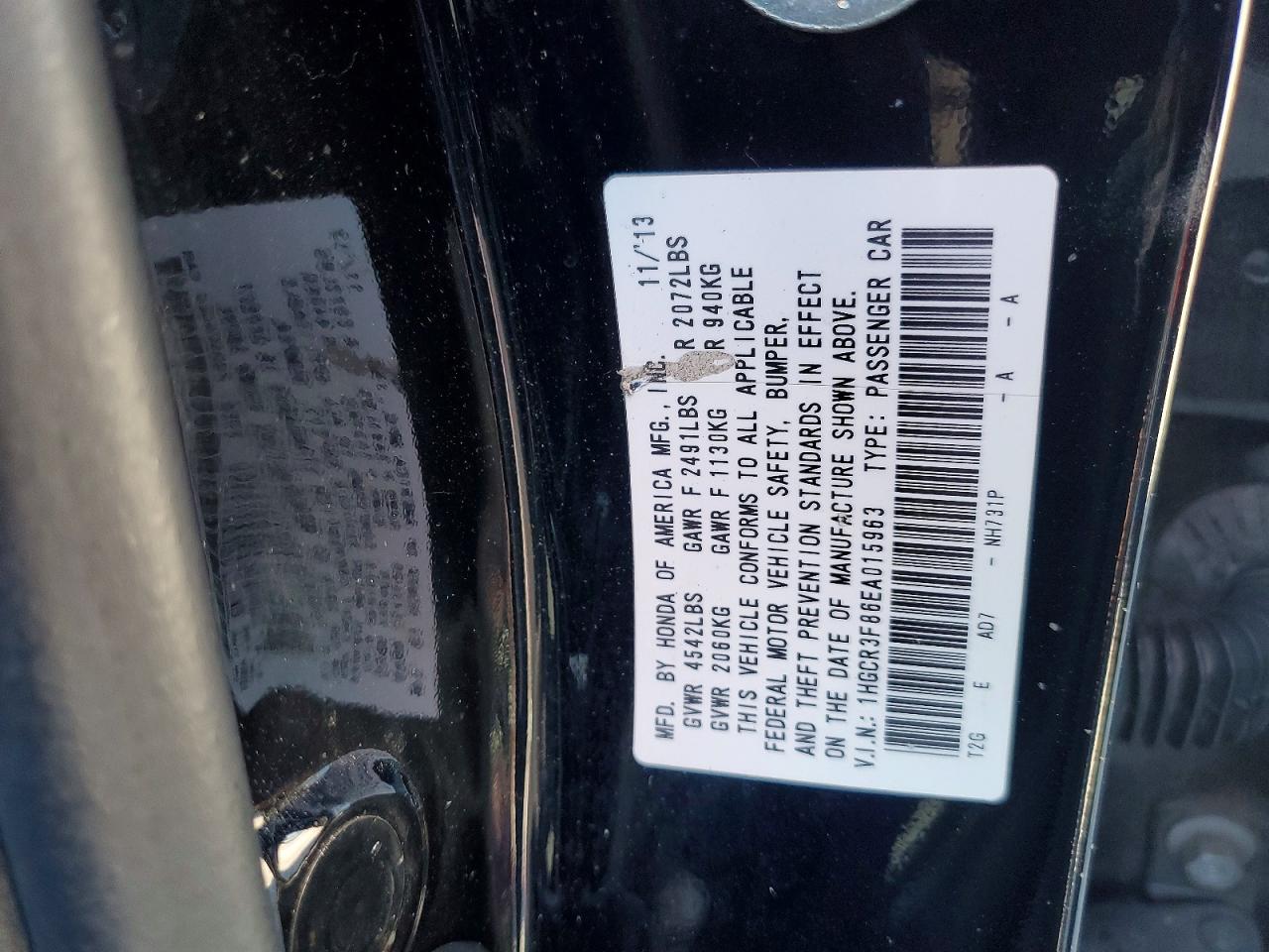 2014 HONDA ACCORD EXL photo 12