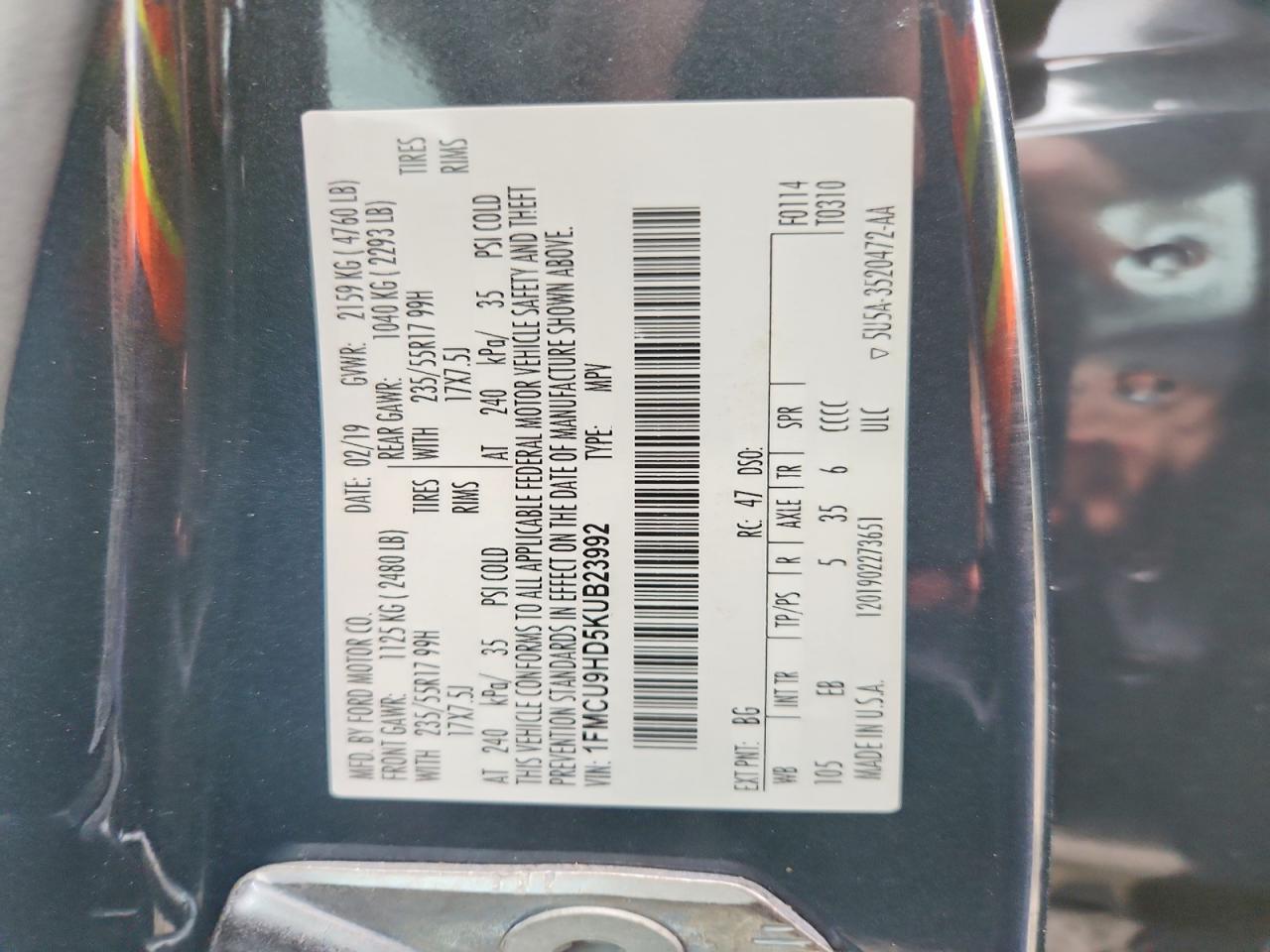 2019 FORD ESCAPE SEL photo 37