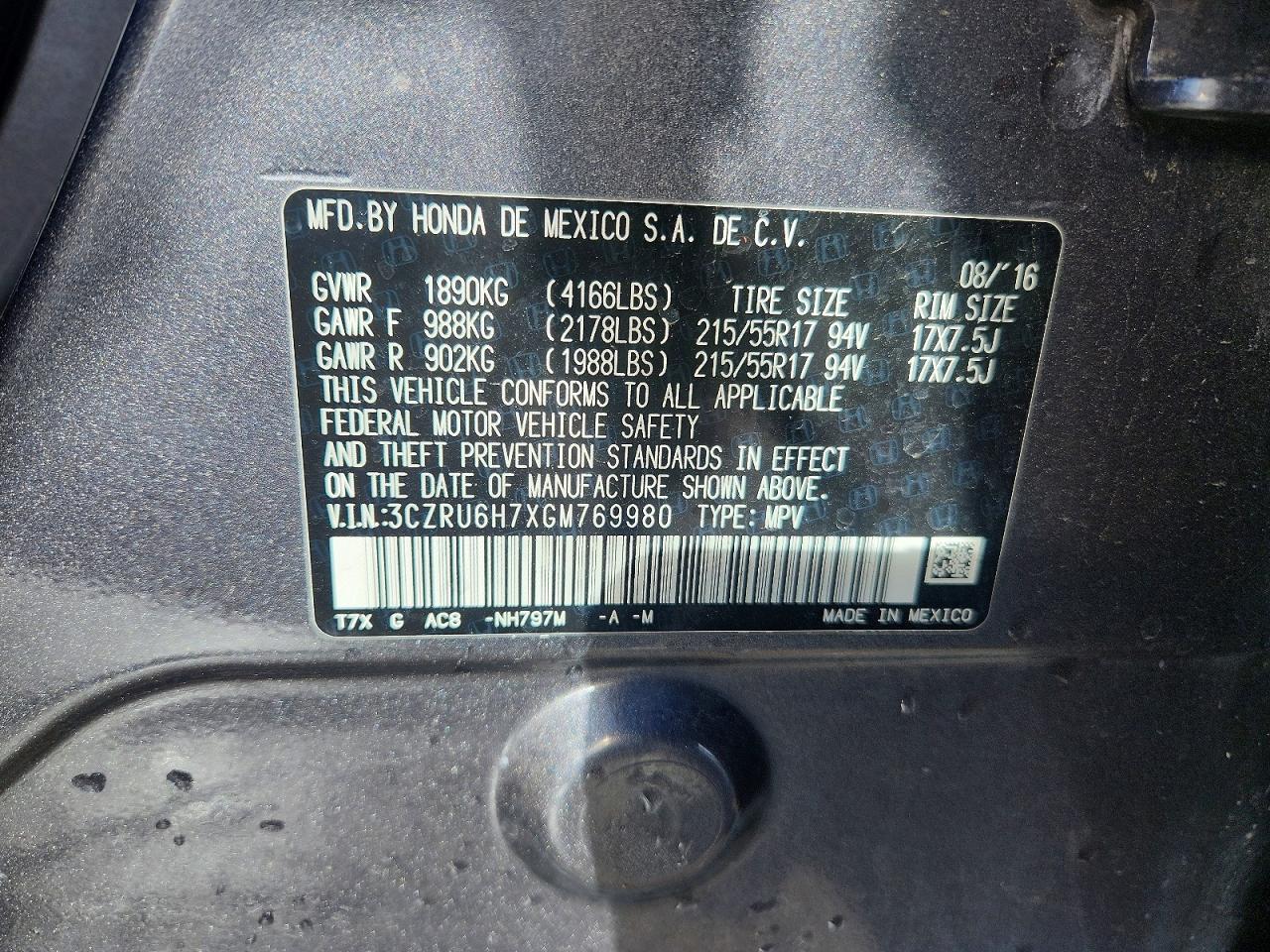 2016 HONDA HR-V EXL photo 27