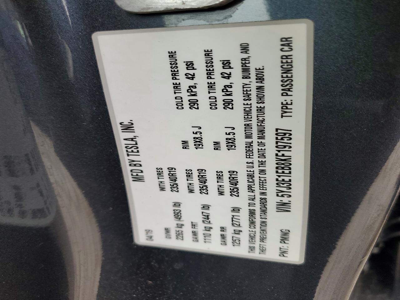 2019 TESLA MODEL 3 photo 12