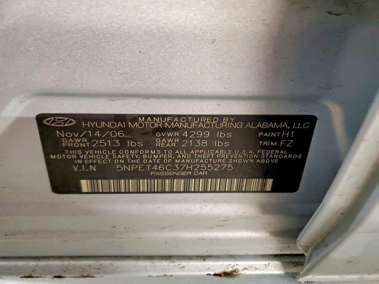 2007 HYUNDAI SONATA GLS photo 12