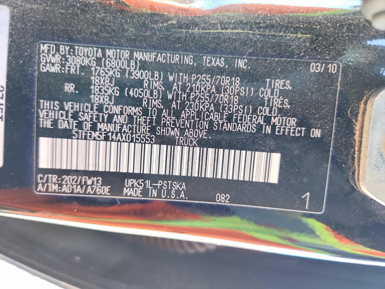 2010 TOYOTA TUNDRA CREWMAX SR5 photo 12