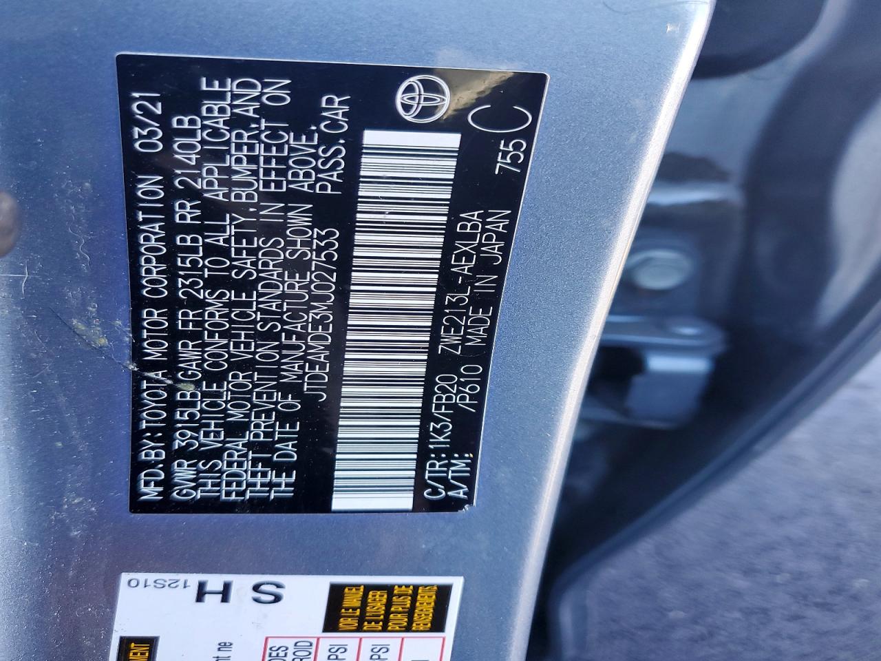 2021 TOYOTA COROLLA LE photo 23