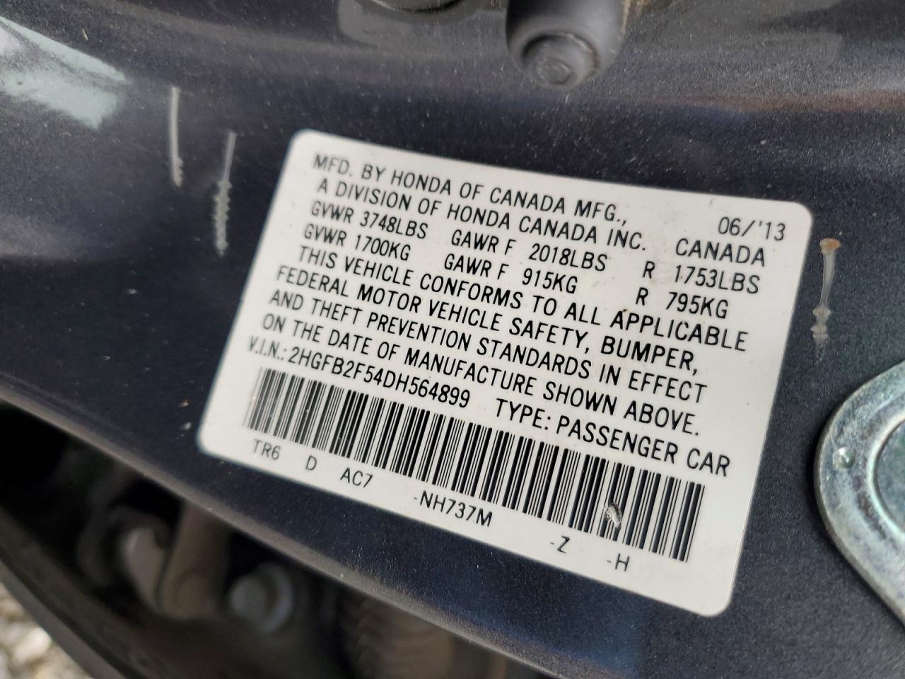 2013 HONDA CIVIC LX photo 34