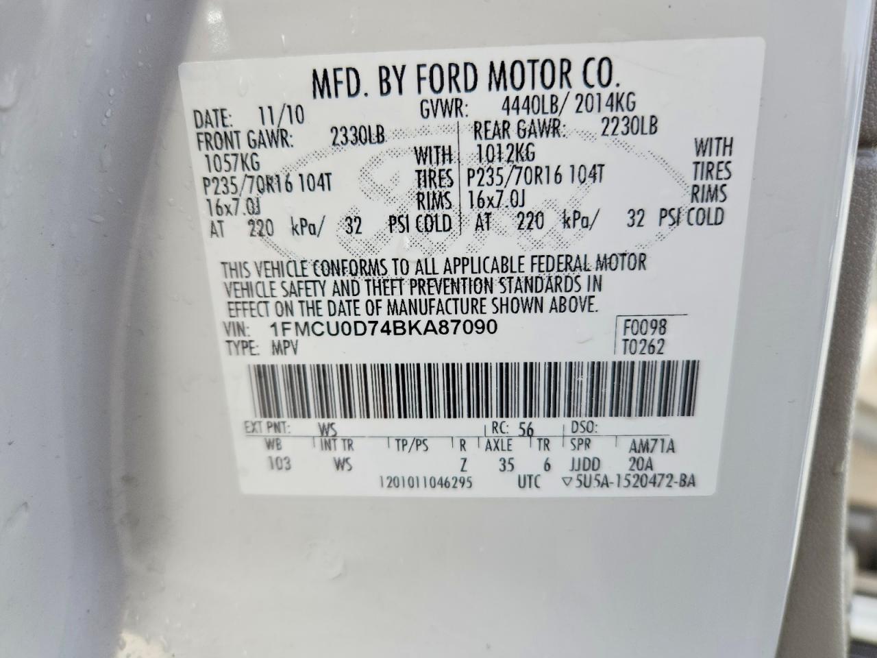 2011 FORD ESCAPE XLT photo 14