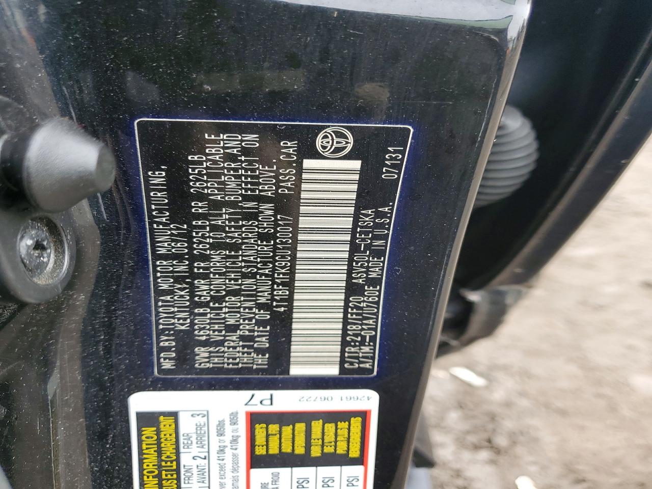 2012 TOYOTA CAMRY BASE photo 23