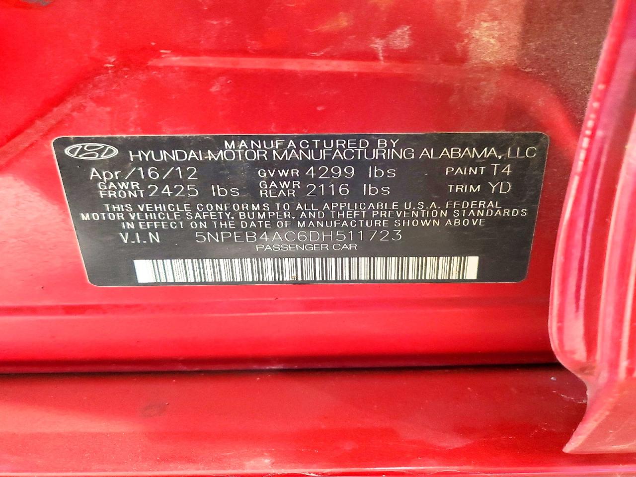 2013 HYUNDAI SONATA GLS photo 12