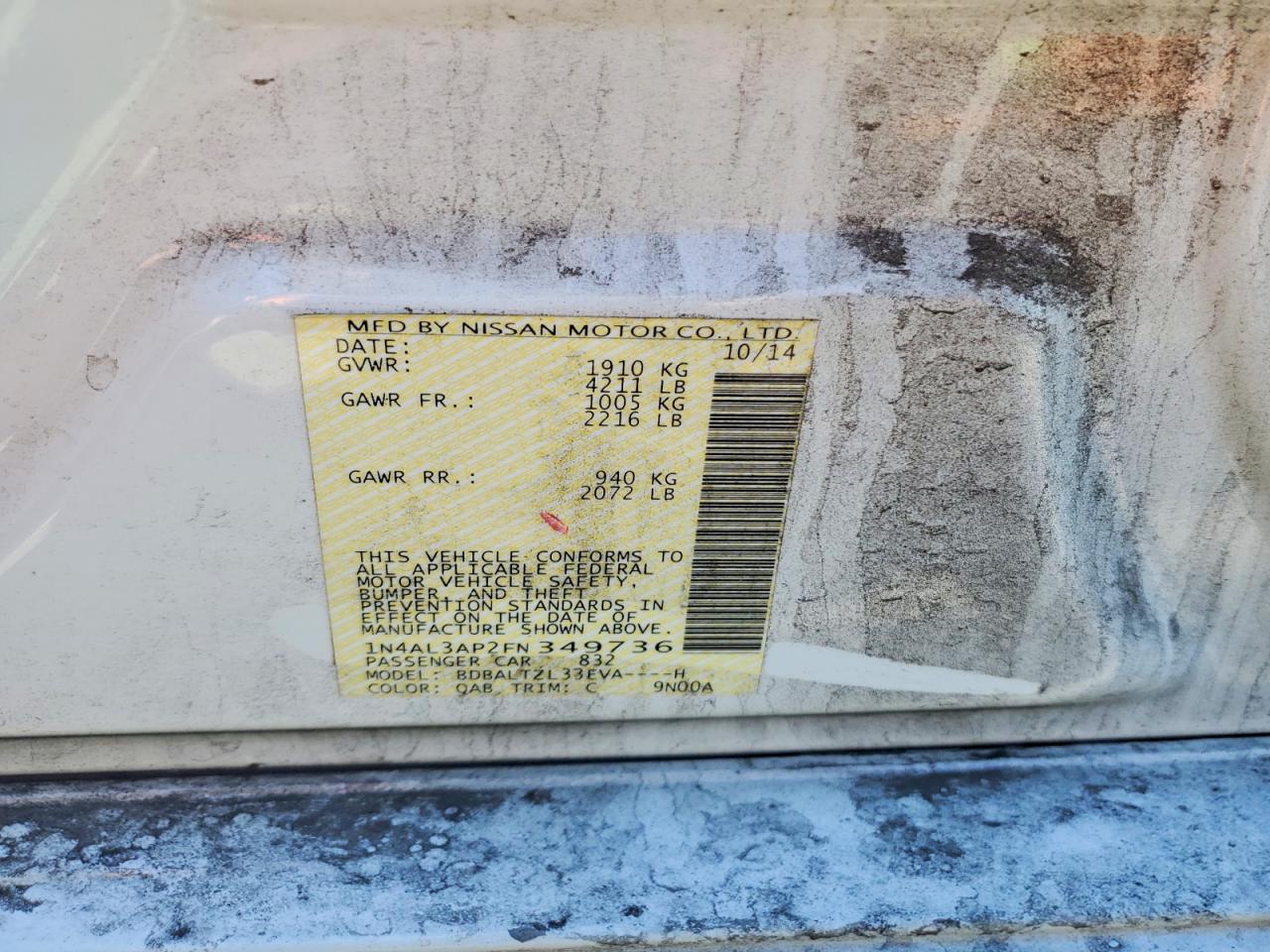 2015 NISSAN ALTIMA 2.5 photo 13