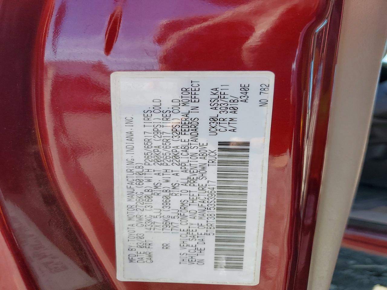 2003 TOYOTA TUNDRA ACCESS CAB LIMITED photo 12