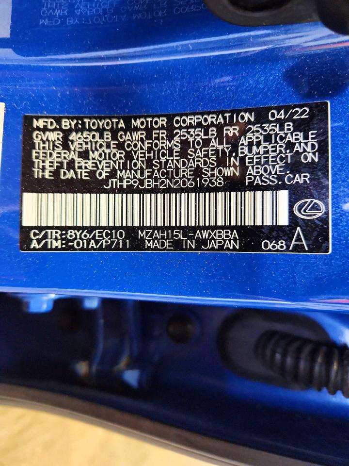 2022 LEXUS UX 250H BASE photo 12