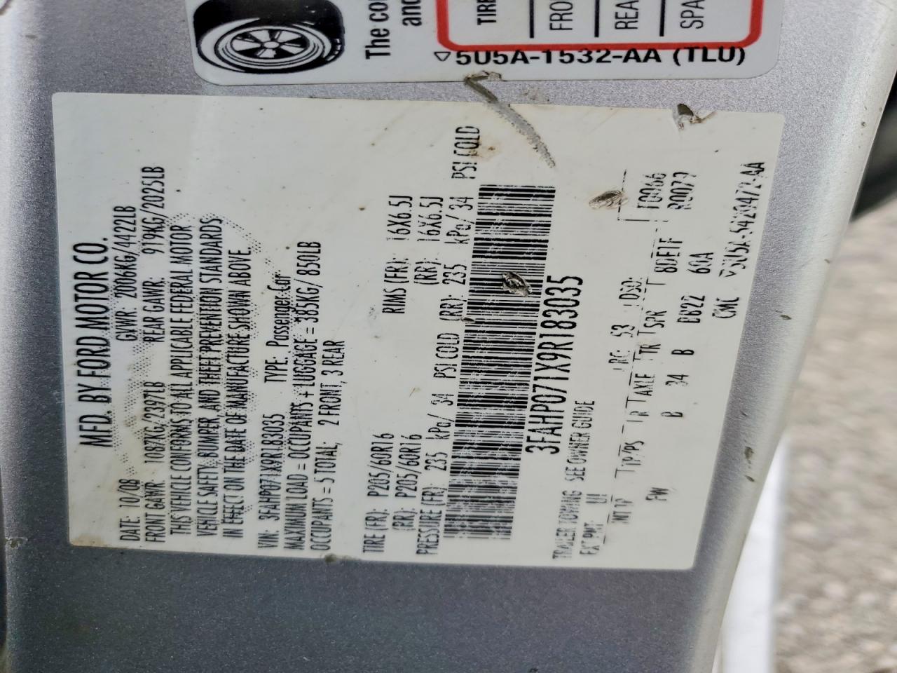 2009 FORD FUSION SE photo 12