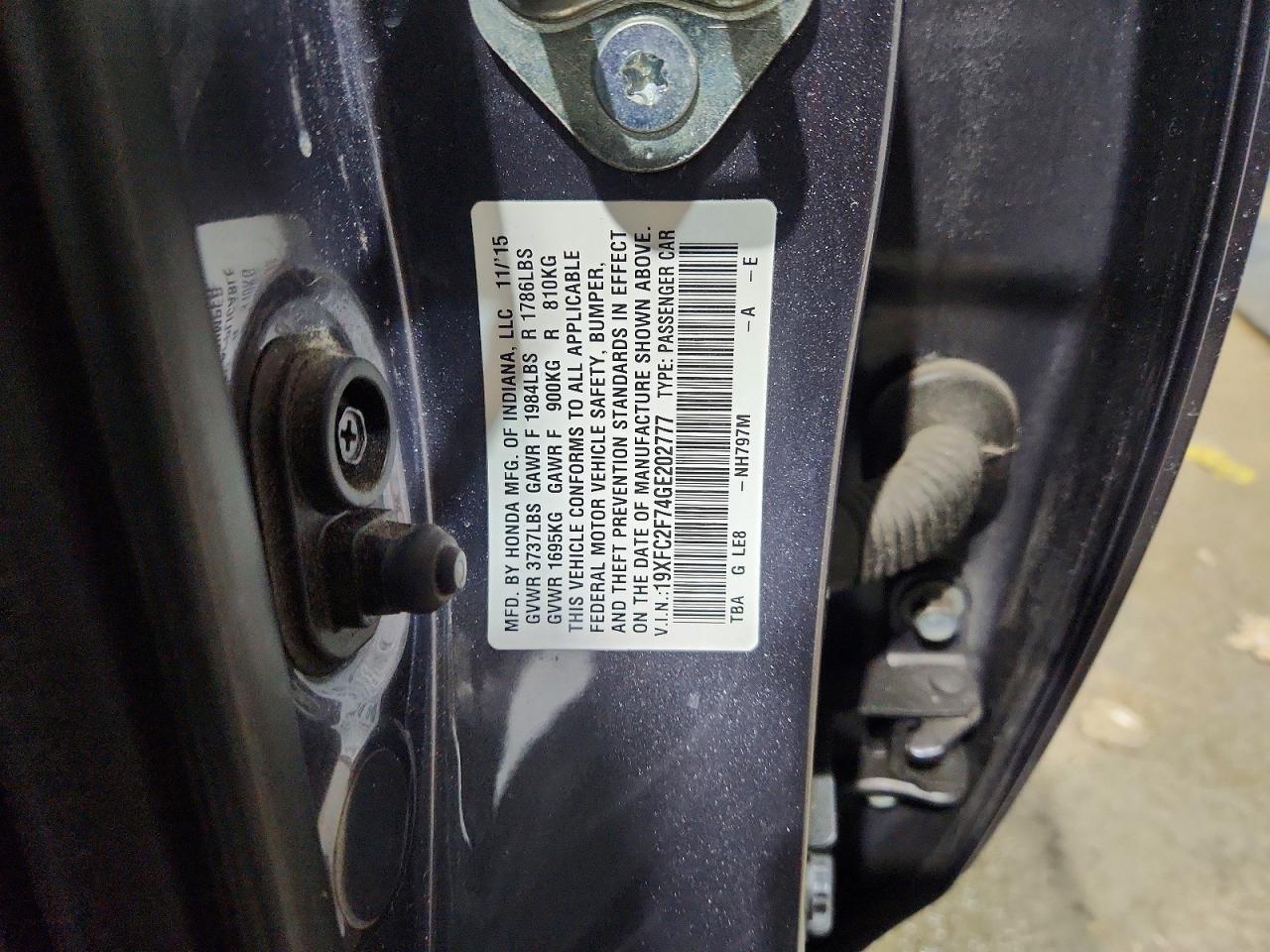 2016 HONDA CIVIC EX photo 12