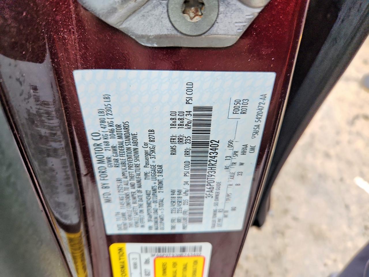 2017 FORD FUSION SE photo 12