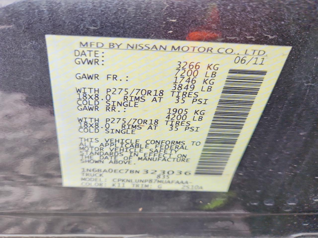 2011 NISSAN TITAN SV photo 23