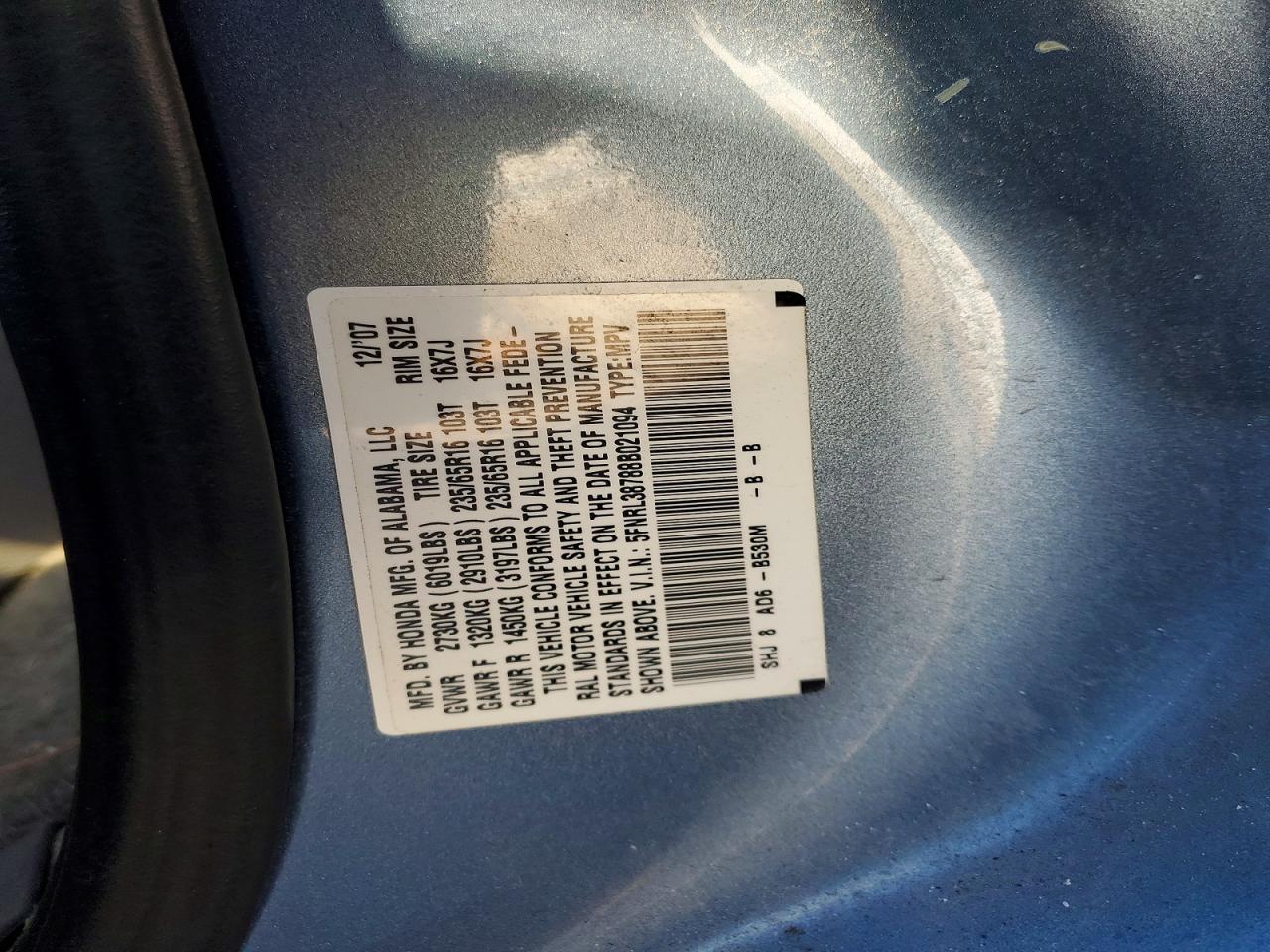 2008 HONDA ODYSSEY EXL photo 25