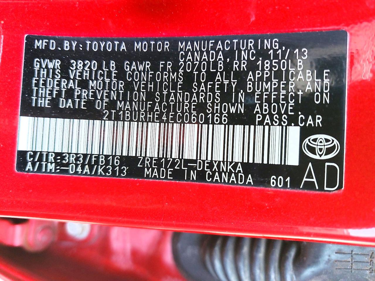 2014 TOYOTA COROLLA L photo 23