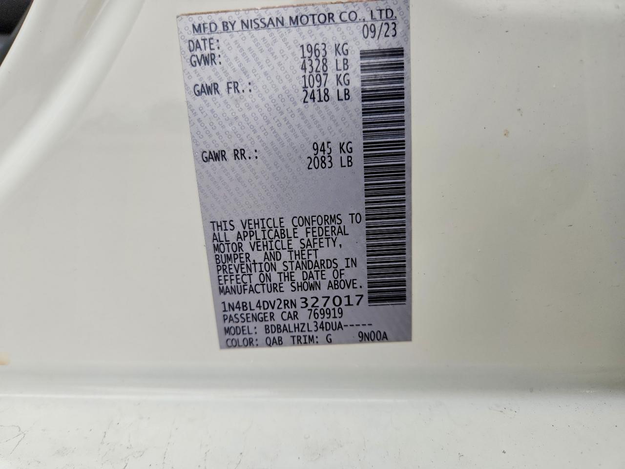 2024 NISSAN ALTIMA SV photo 12