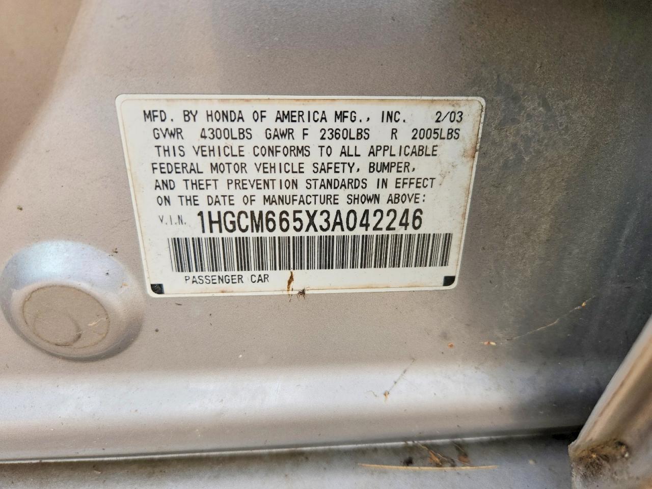 2003 HONDA ACCORD EX photo 13