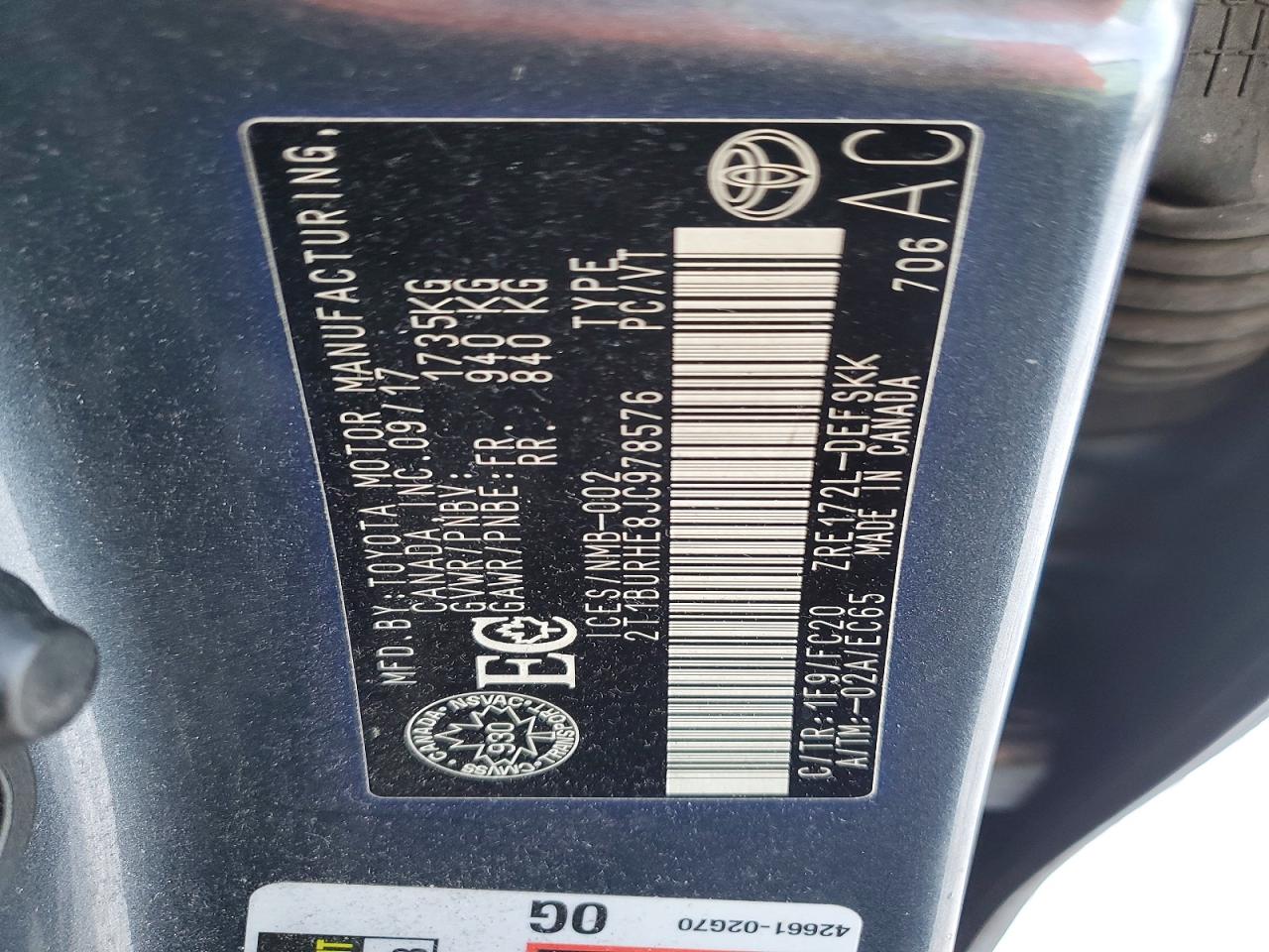 2018 TOYOTA COROLLA L photo 12