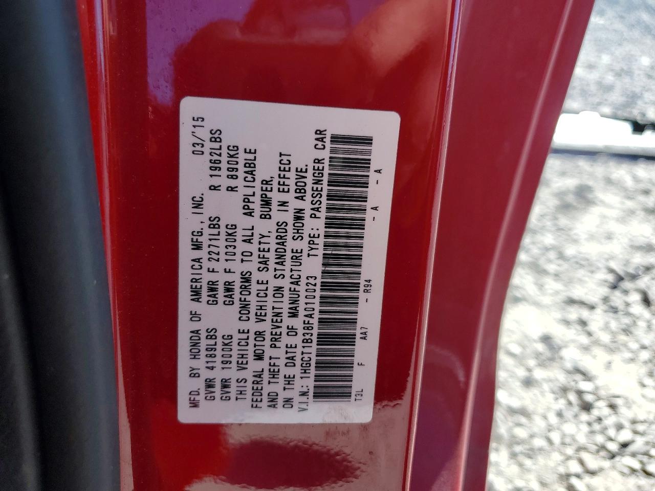 2015 HONDA ACCORD LX-S photo 12