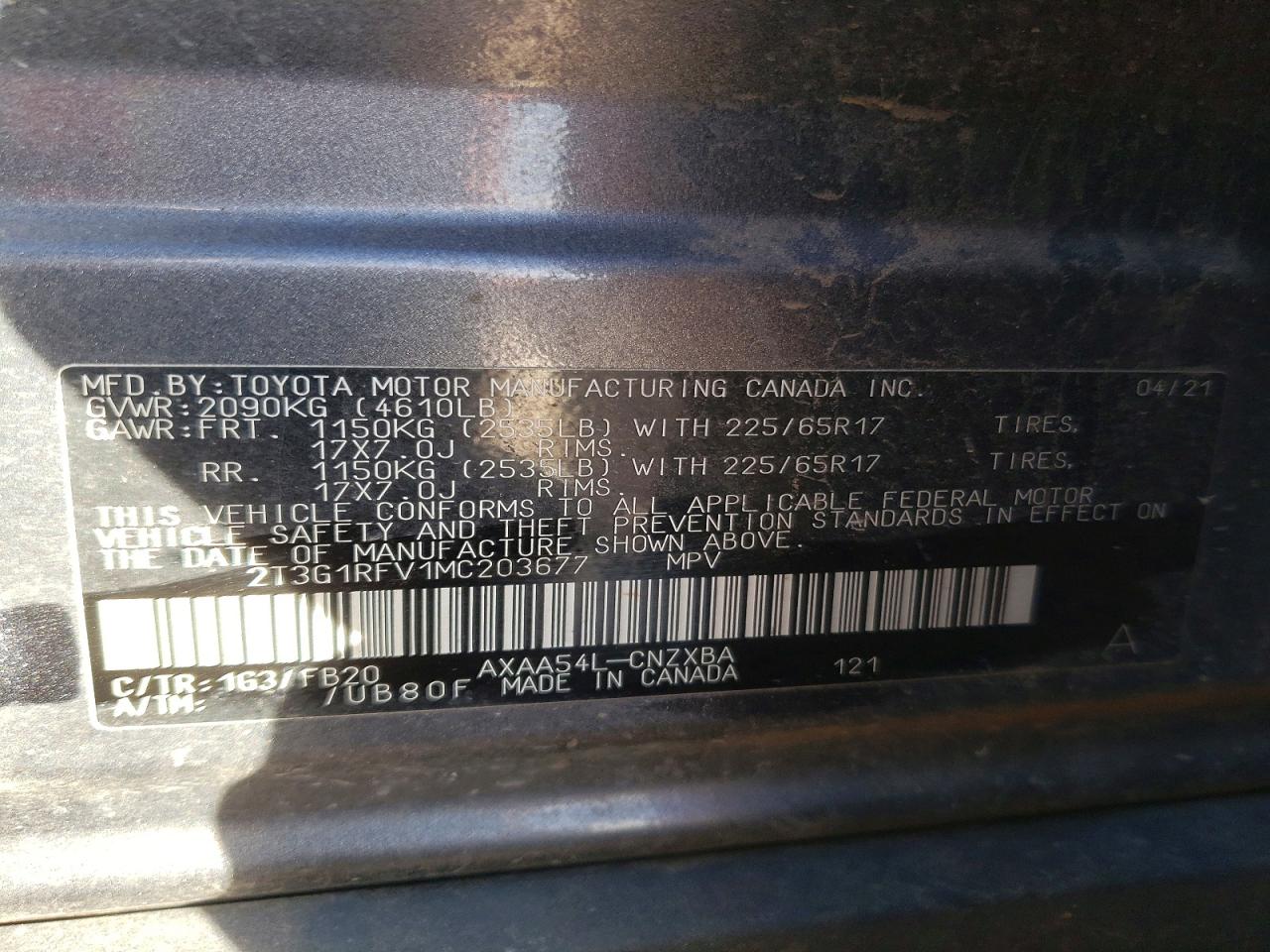 2021 TOYOTA RAV4 LE photo 12