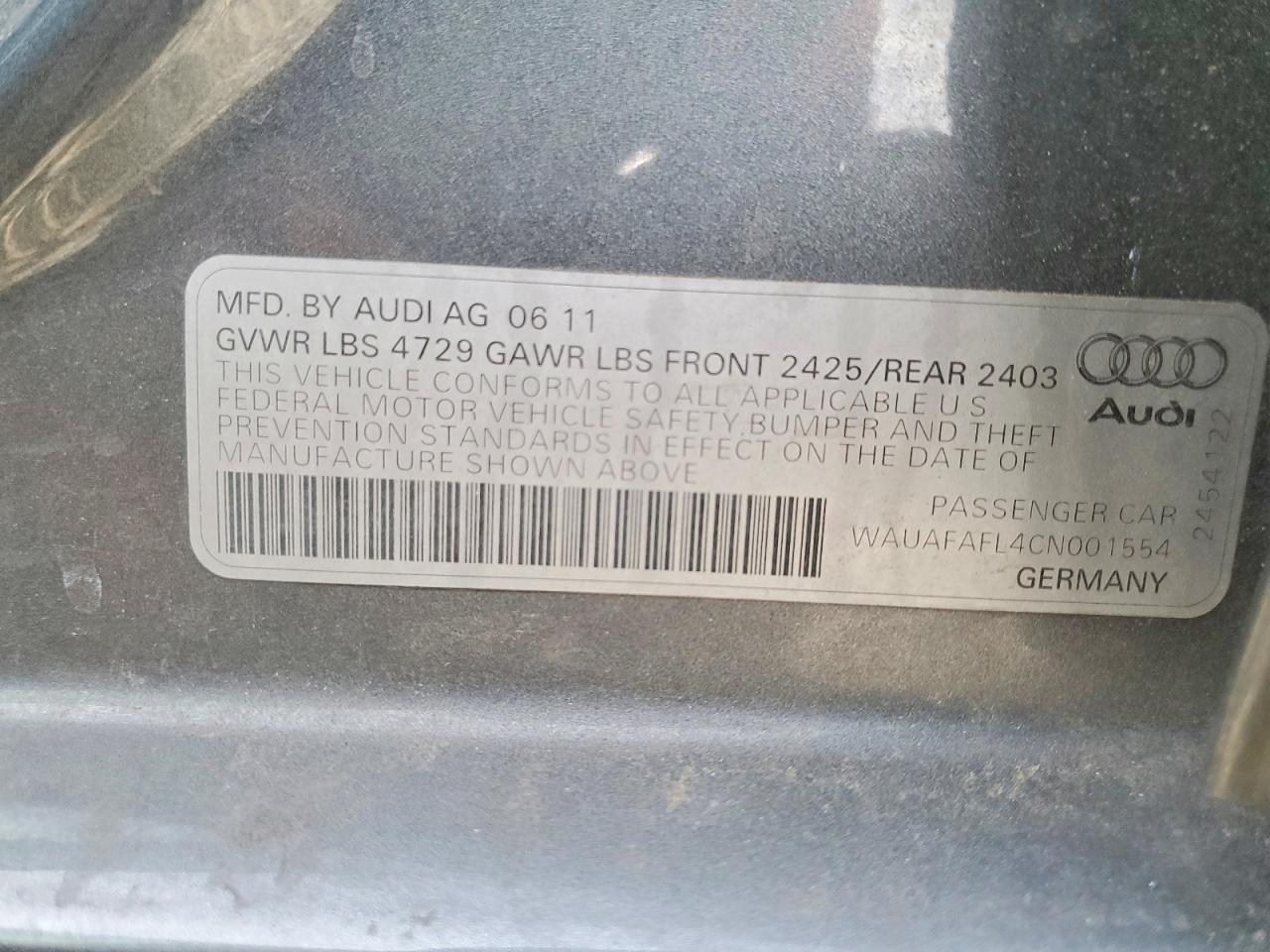 2012 AUDI A4 PREMIUM photo 12