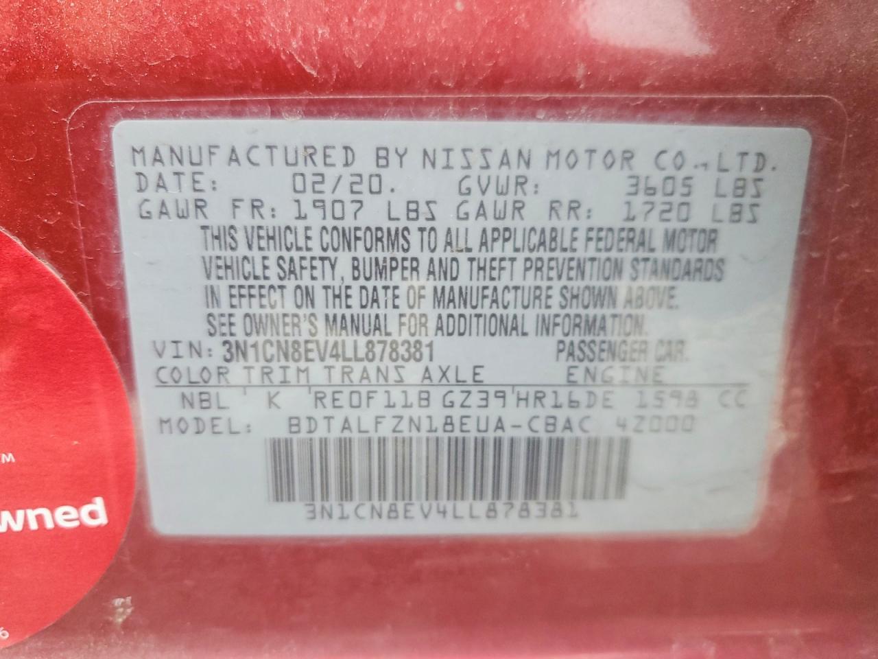 2020 NISSAN VERSA SV photo 12