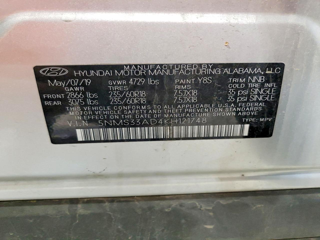 2019 HYUNDAI SANTA FE SEL PLUS 2.4L photo 13