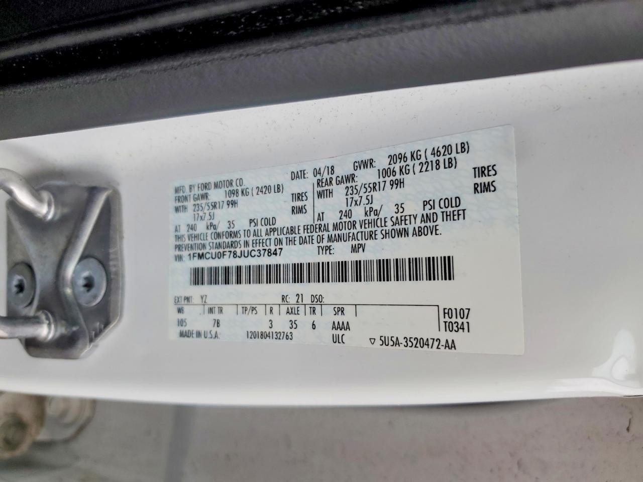 2018 FORD ESCAPE S photo 27