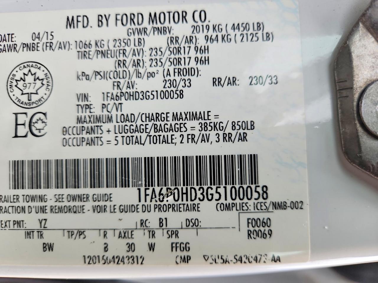 2016 FORD FUSION SE photo 34
