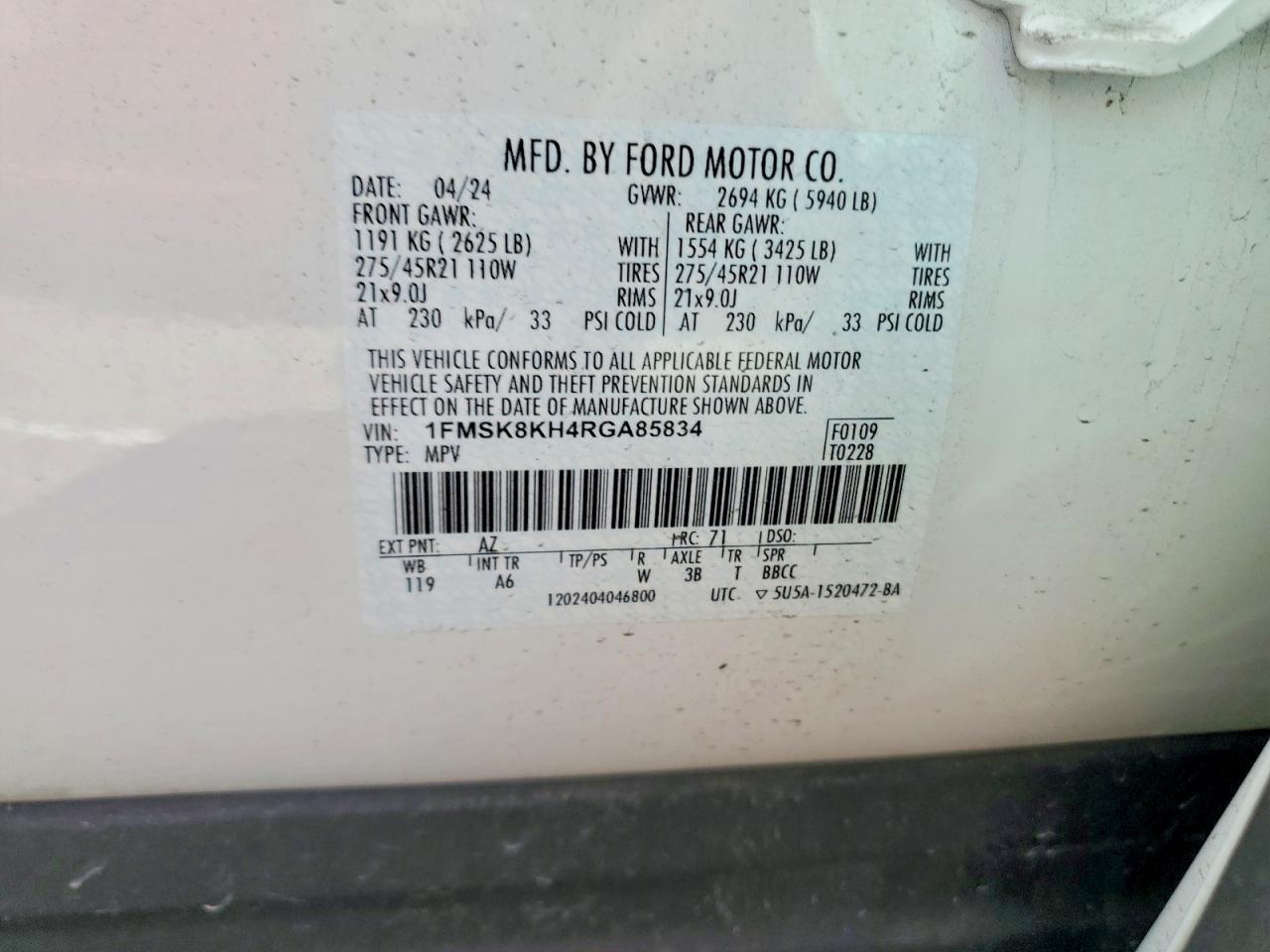 2024 FORD EXPLORER ST-LINE photo 14