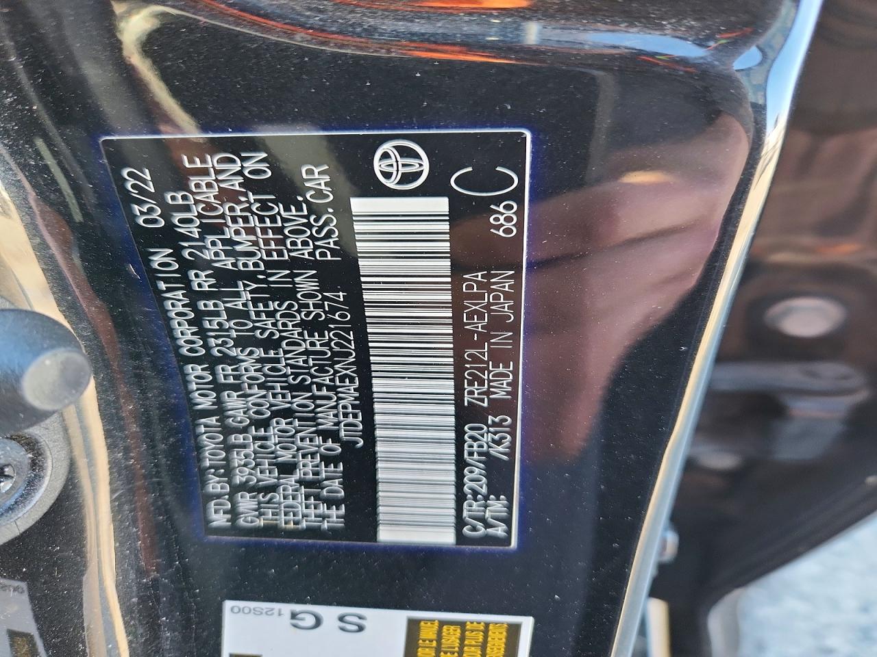 2022 TOYOTA COROLLA LE photo 12