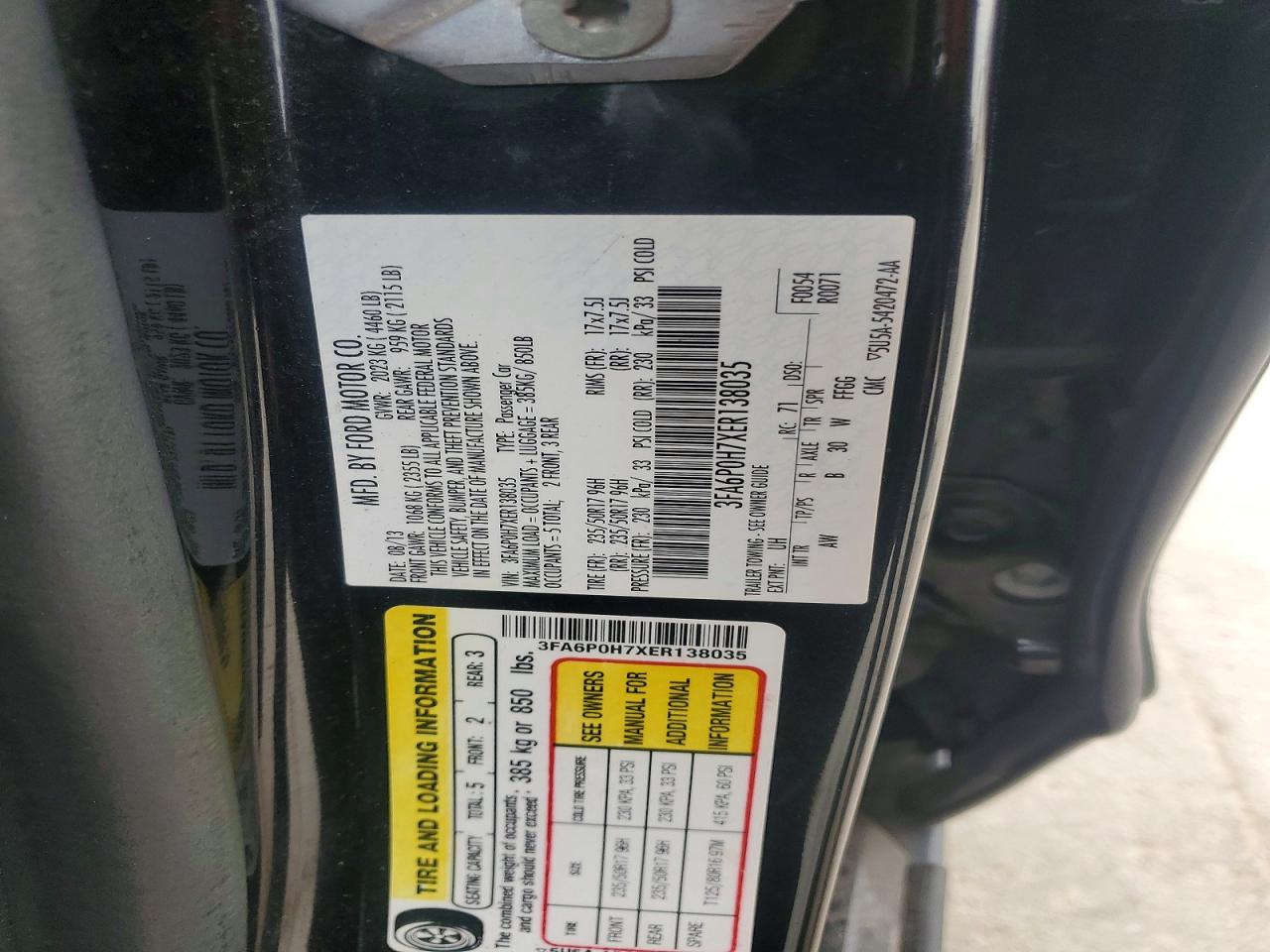 2014 FORD FUSION SE photo 12
