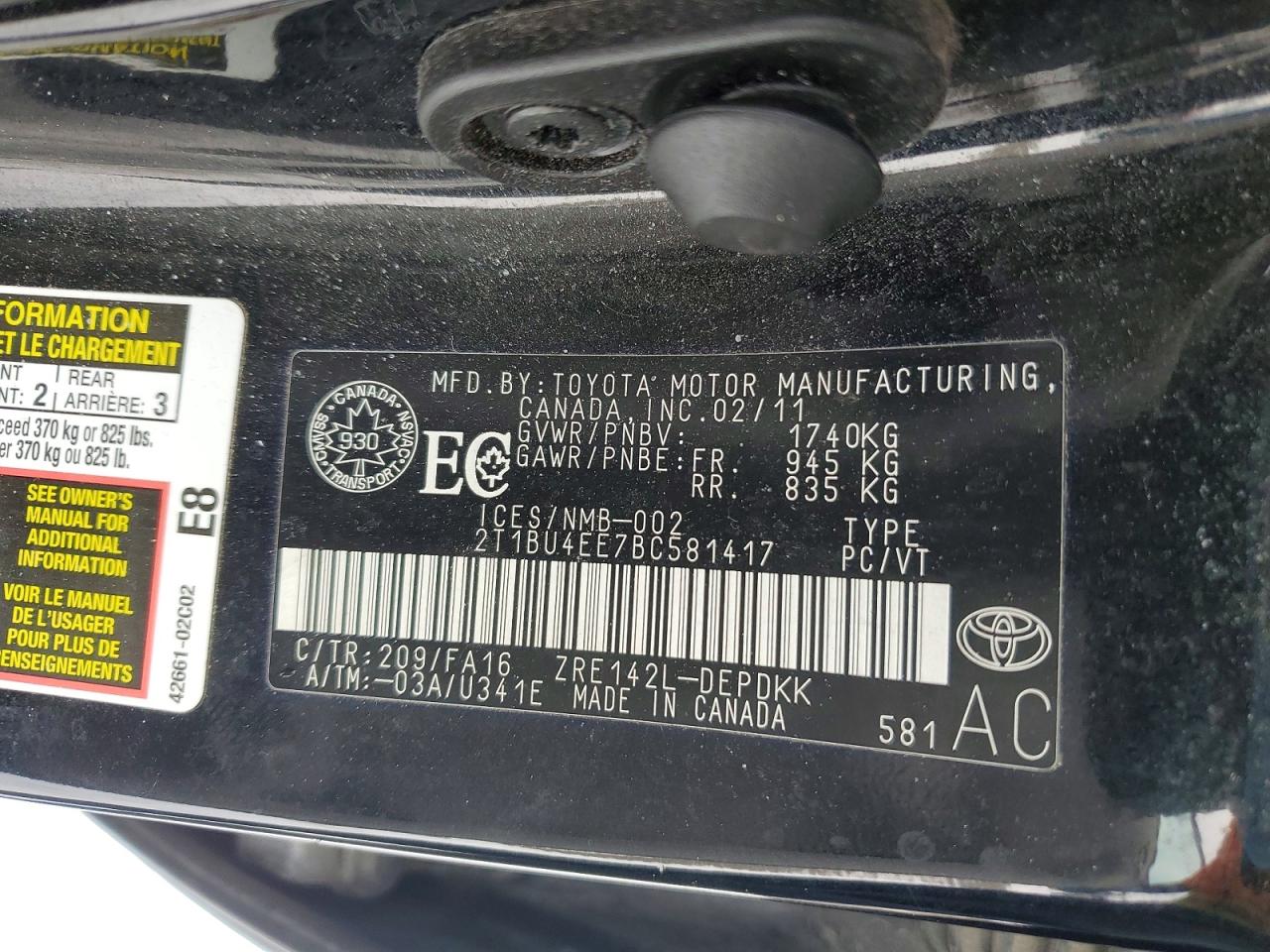 2011 TOYOTA COROLLA BASE photo 23