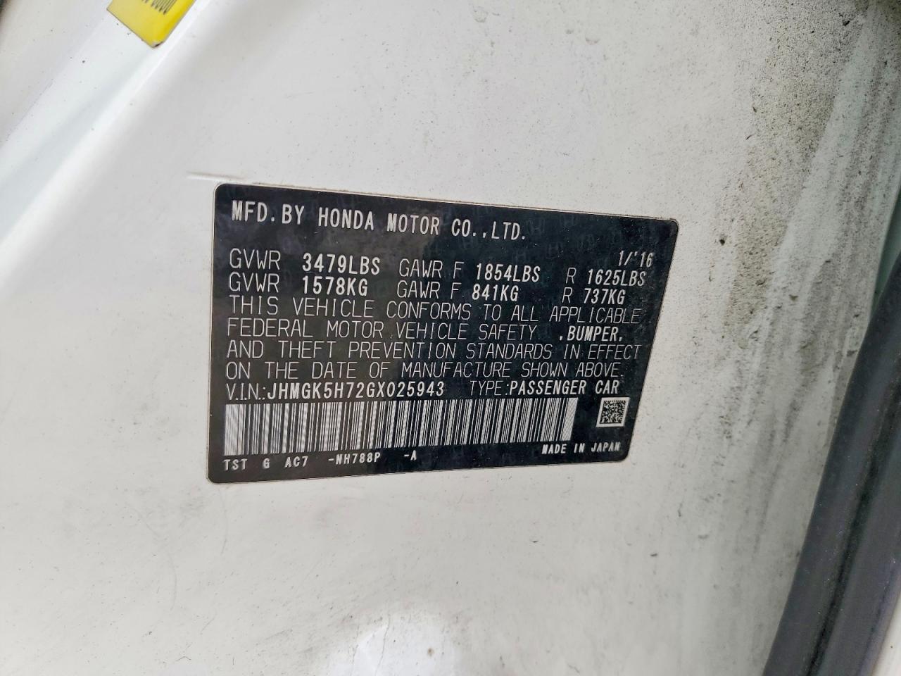 2016 HONDA FIT EX photo 12