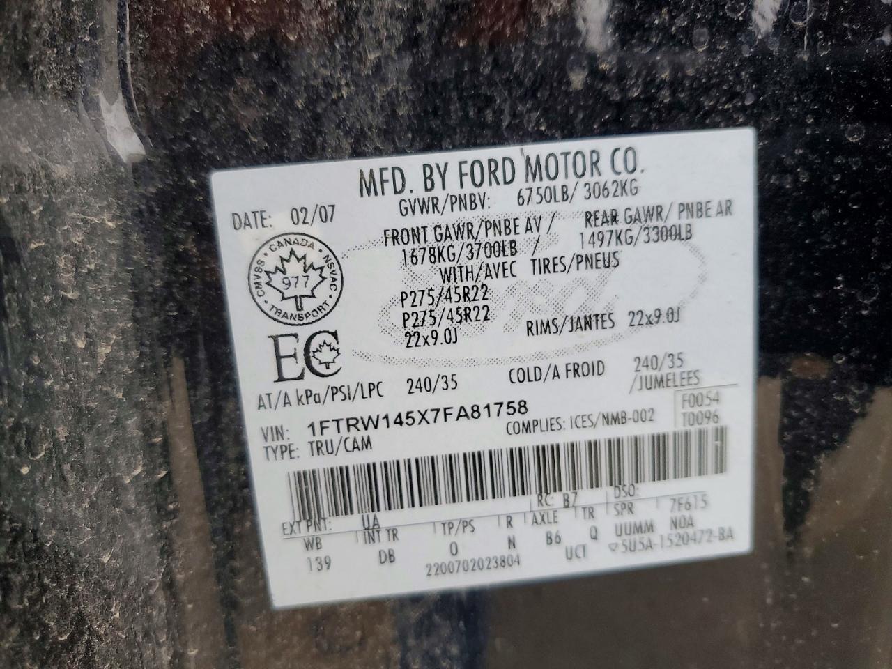 2007 FORD F150 SUPERCREW photo 12