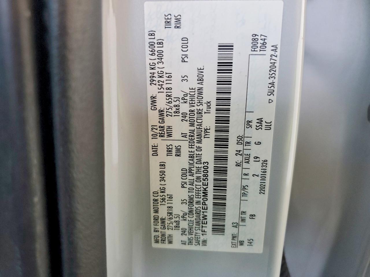 2021 FORD F150 SUPERCREW photo 34