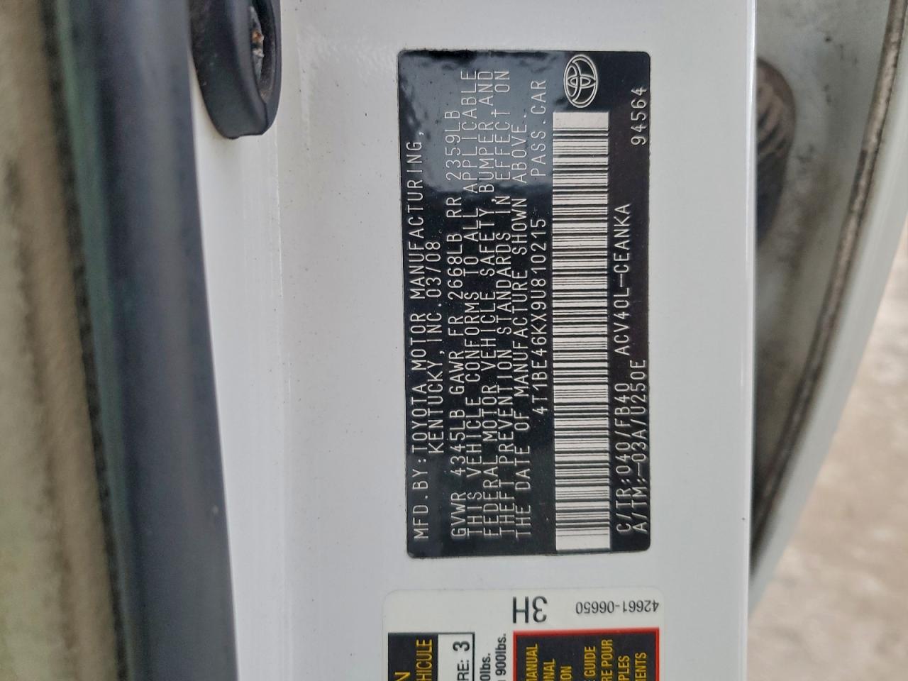 2009 TOYOTA CAMRY BASE photo 23