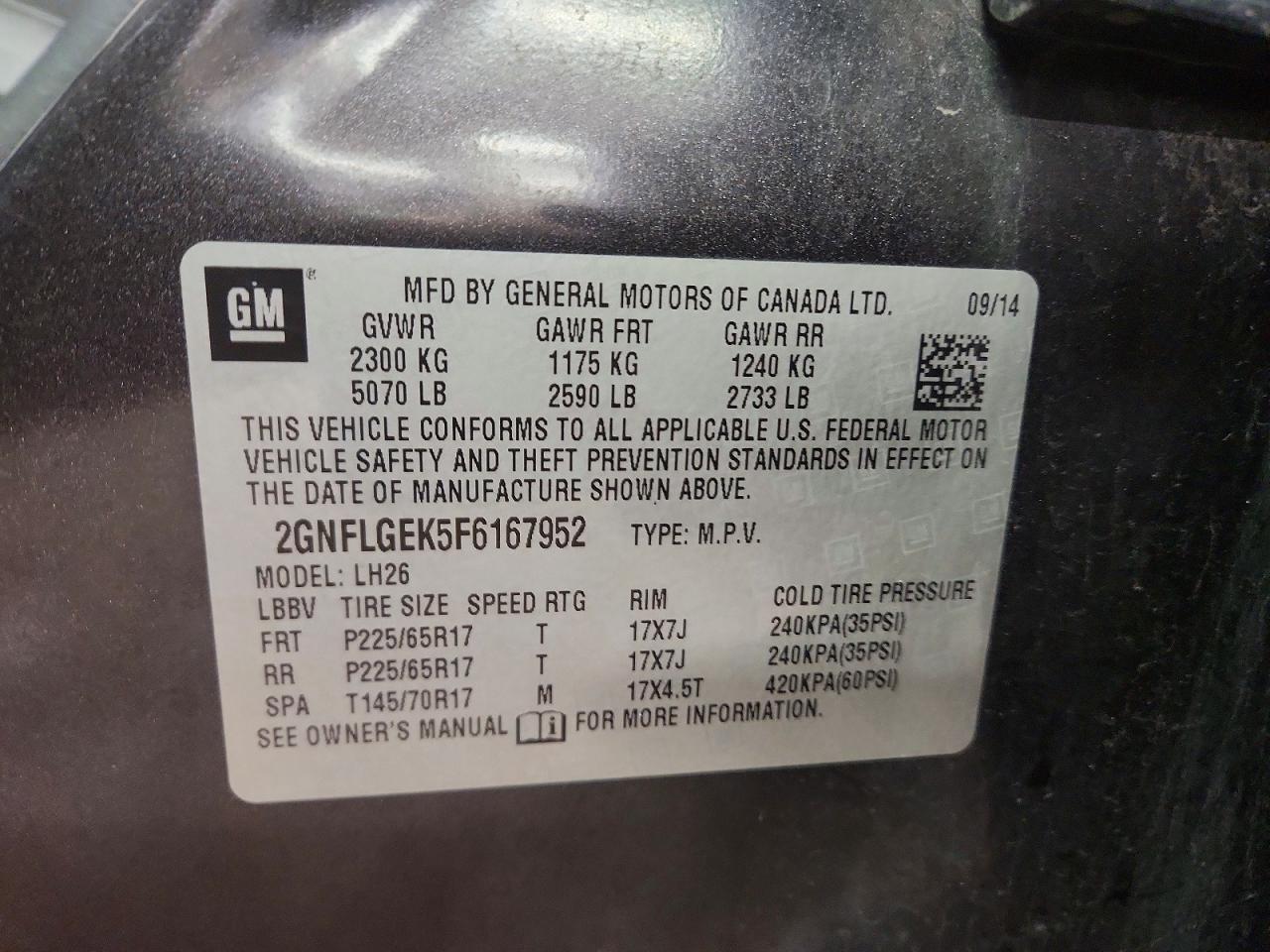 2015 CHEVROLET EQUINOX LT photo 14