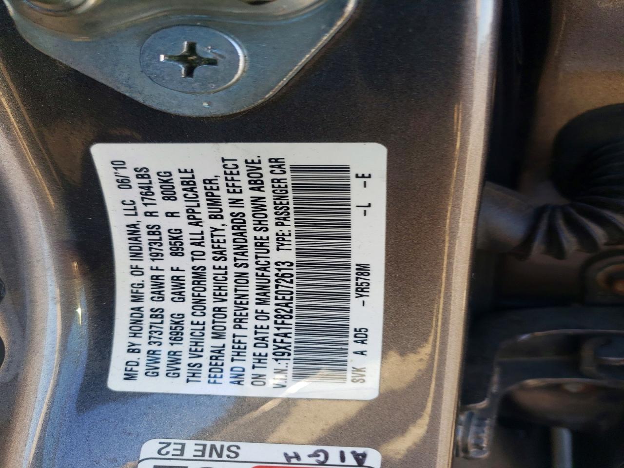 2010 HONDA CIVIC EX photo 13