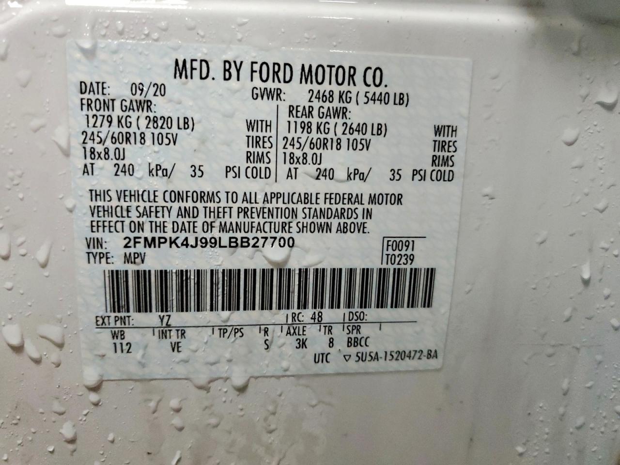 2020 FORD EDGE SEL photo 27