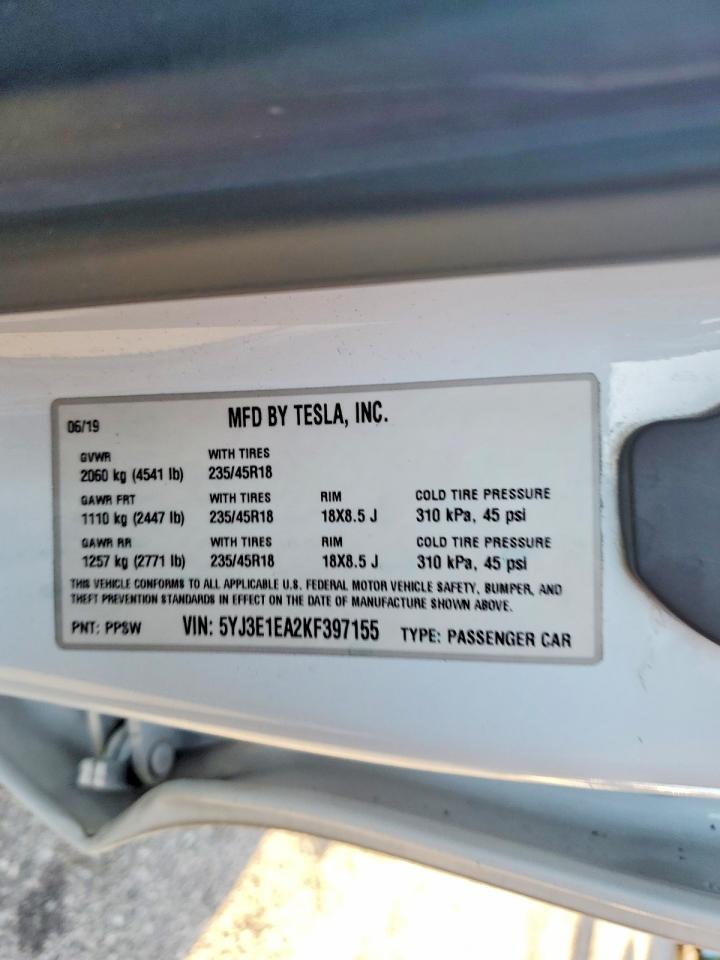 2019 TESLA MODEL 3 photo 12
