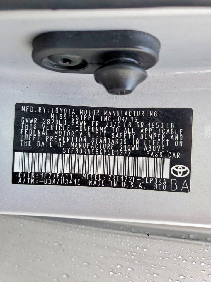 2016 TOYOTA COROLLA L photo 34