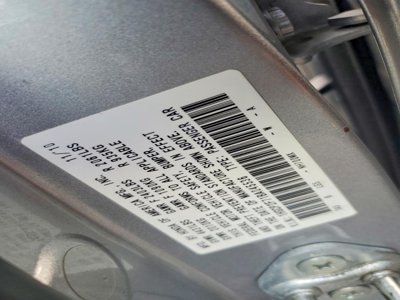 2011 HONDA ACCORD EX photo 23