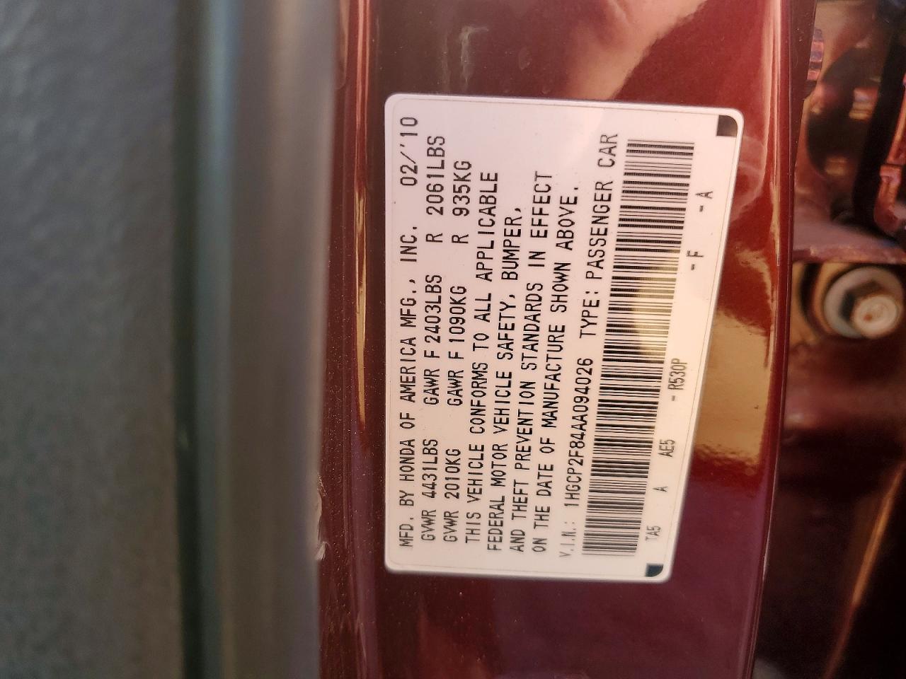 2010 HONDA ACCORD EXL photo 34