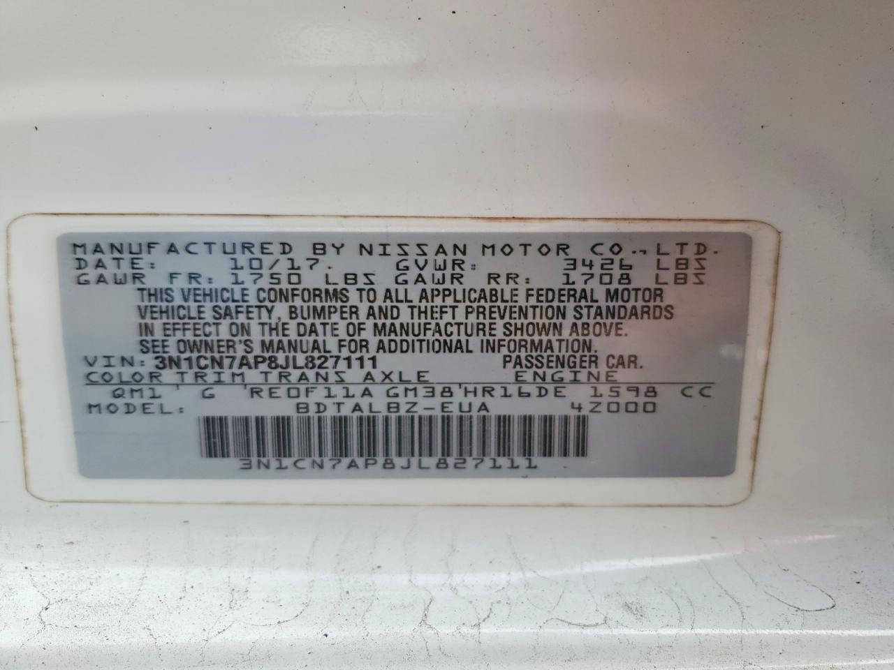 2018 NISSAN VERSA S photo 23