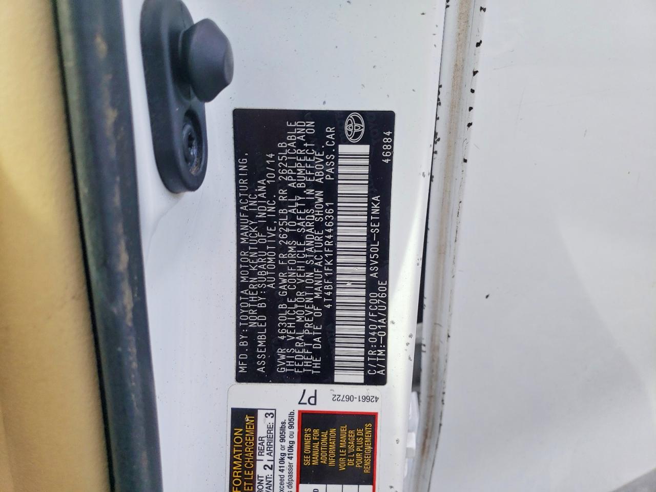 2015 TOYOTA CAMRY LE photo 13